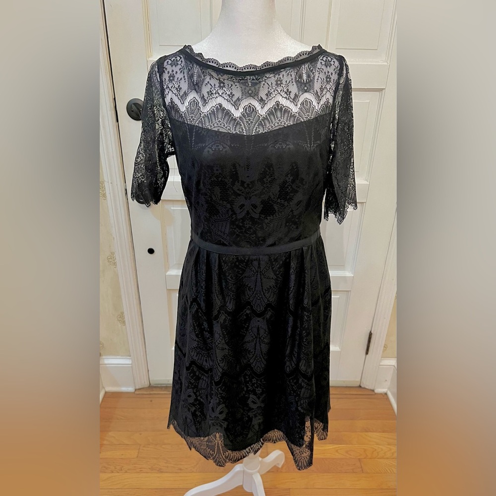 Nine West Black Lace Long Sleeve Dress